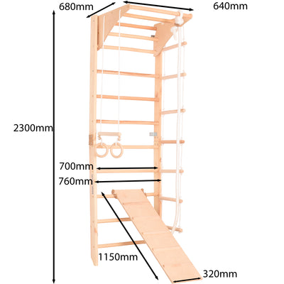 Drewniana drabinka gimnastyczna Kombi 3 dla dzieci i dorosłych