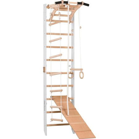 Drabinka gimnastyczna SPR A+slide Biała – regulowany drążek | Zestaw sportowy dla całej rodziny