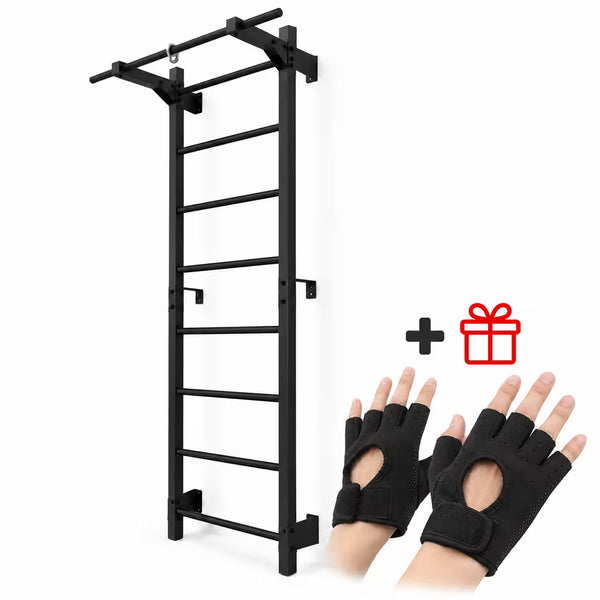 Metalowa drabinka gimnastyczna RINAGYM Steel M 213 cm z drążkiem, czarna