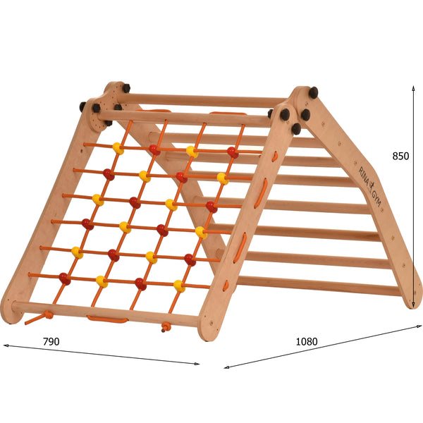 Drabinka gimnastyczna i siatka wspinaczkowa z deską Rinagym – Domowy sprzęt sportowy | Składana konstrukcja DRABINKA WSPINACZKOWA (9g7s)+ zjeżdżalnia