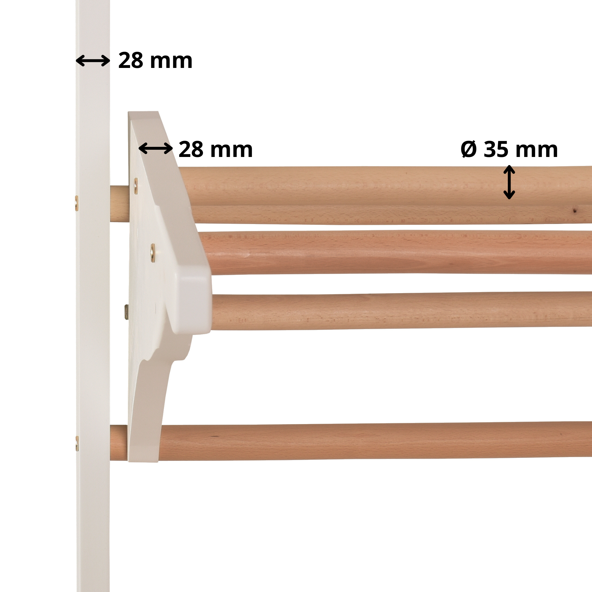 Drabinka gimnastyczna z poręczami i zdejmowanym drążkiem – model PRO 2, wzmocniona konstrukcja do treningu w domu