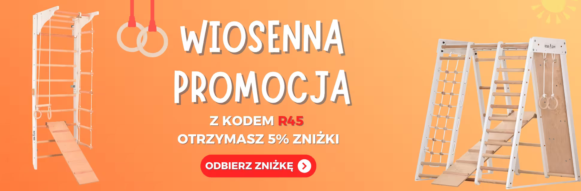 Wiosenna promocja RINAGYM – drabinka gimnastyczna i plac zabaw, 5% zniżki z kodem R45