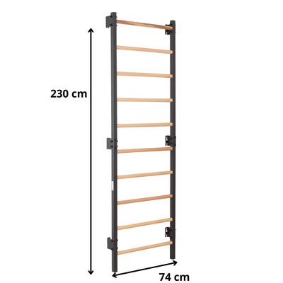 Metalowa drabinka gimnastyczna STEEL 1 – grafit i bukowe szczeble | RINAGYM