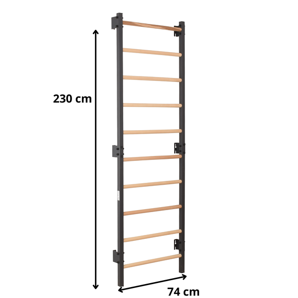 Metalowa drabinka gimnastyczna STEEL 1 – grafit i bukowe szczeble | RINAGYM