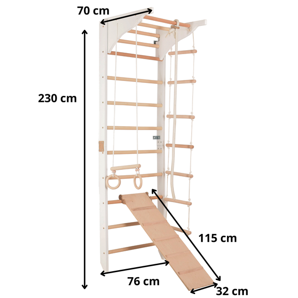 Drabinka gimnastyczna z poręczami i zdejmowanym drążkiem – model PRO 3, wzmocniona konstrukcja do treningu w domu