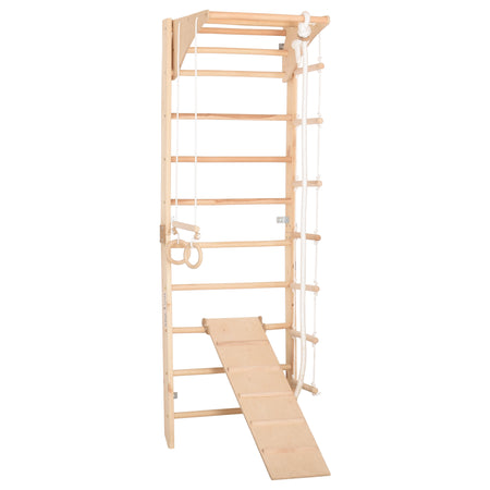 Drewniana drabinka gimnastyczna Rinagym Kombi 3 – Aktywność dla dzieci i dorosłych | Drążek, huśtawka, deska