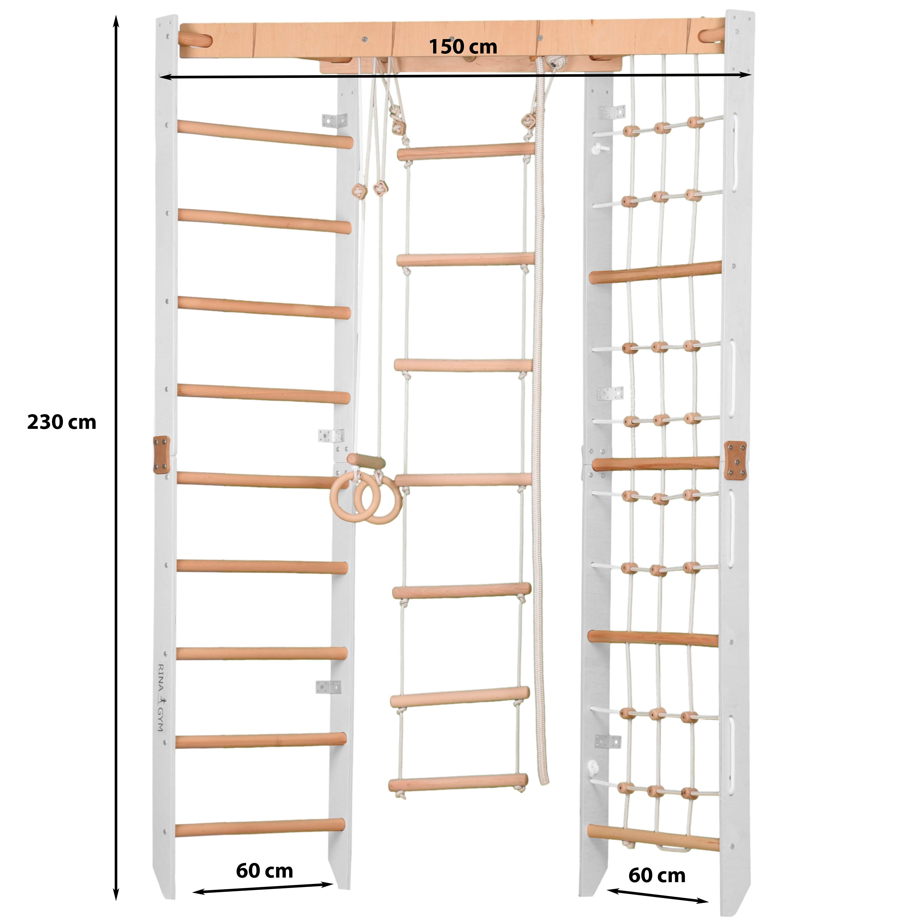 Drewniany kompleks sportowy dla dzieci Rinagym (SPR Corner white)