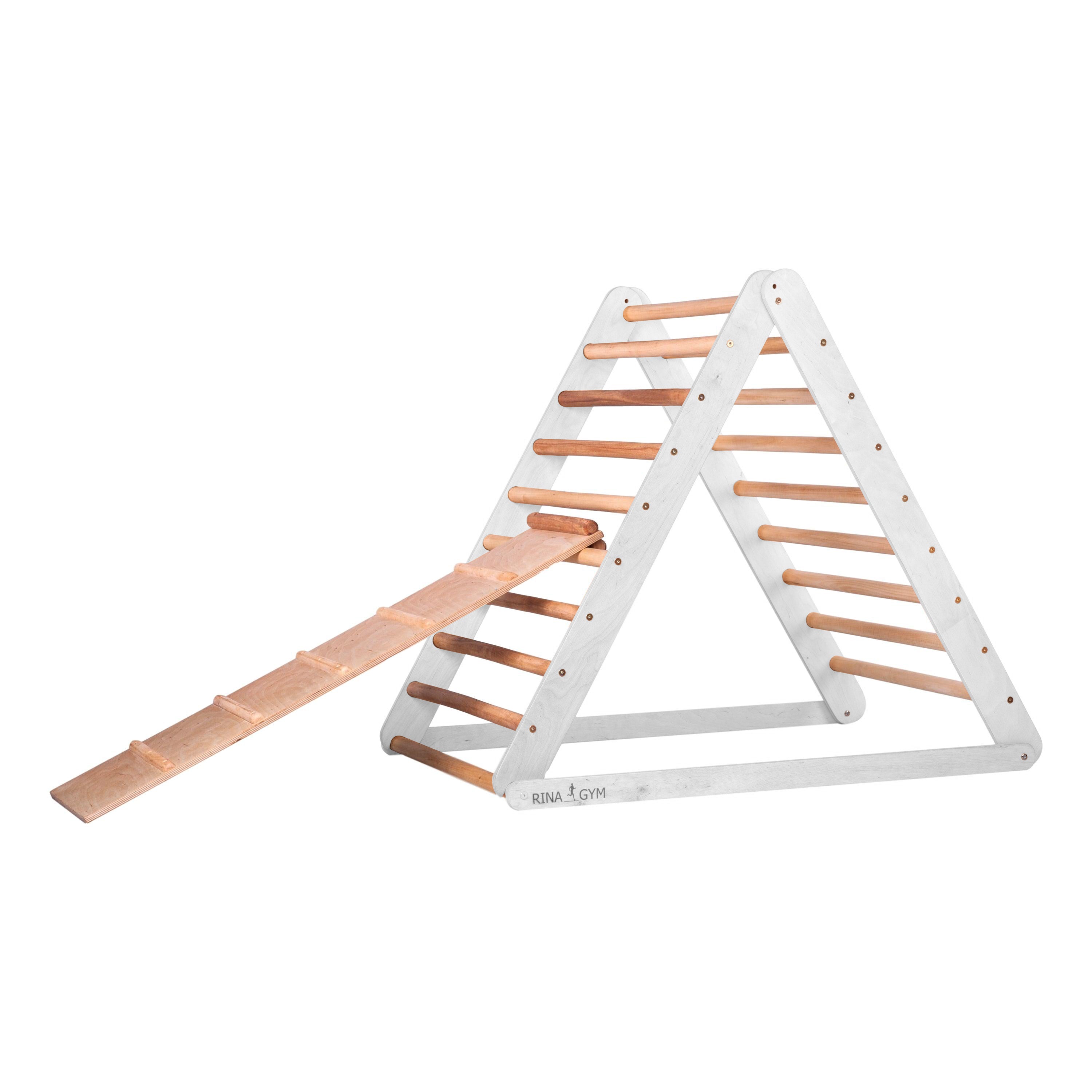 Drewniany trójkąt z zjeżdżalnią (trójkąt 115 biały ze zjeżdżalnią)