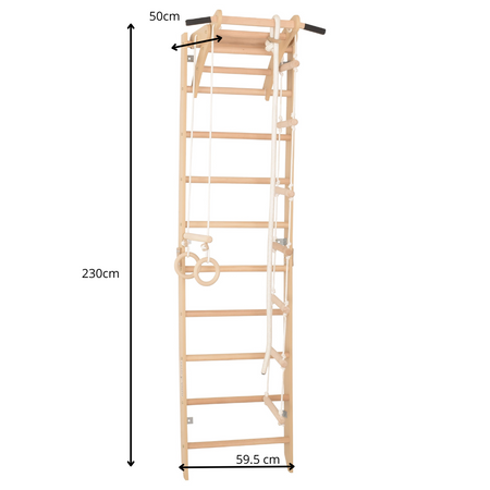 Drabinka gimnastyczna SPR A z regulowany drążek i lina gimnastyczna