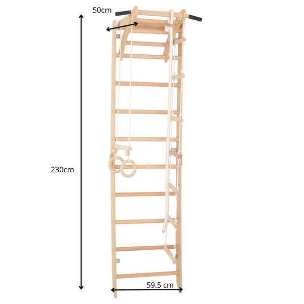 Drabinka gimnastyczna SPR A z regulowany drążek i lina gimnastyczna