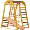 Kletterdreieck Indoor-Spielplatz aus Holz für Kinder - Kletternetz, schwedische Leiter, Ringe, Rutsche - Ideal für 1 bis 5 Jahre - Trägt - RINAGYM GmbH
