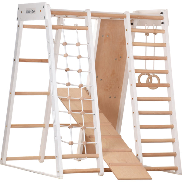 Towar po zwrocie! Drewniana rama gimnastyczna RINAGYM – zestaw sportowy dla dzieci i dorosłych do ćwiczeń w domu (3, white)