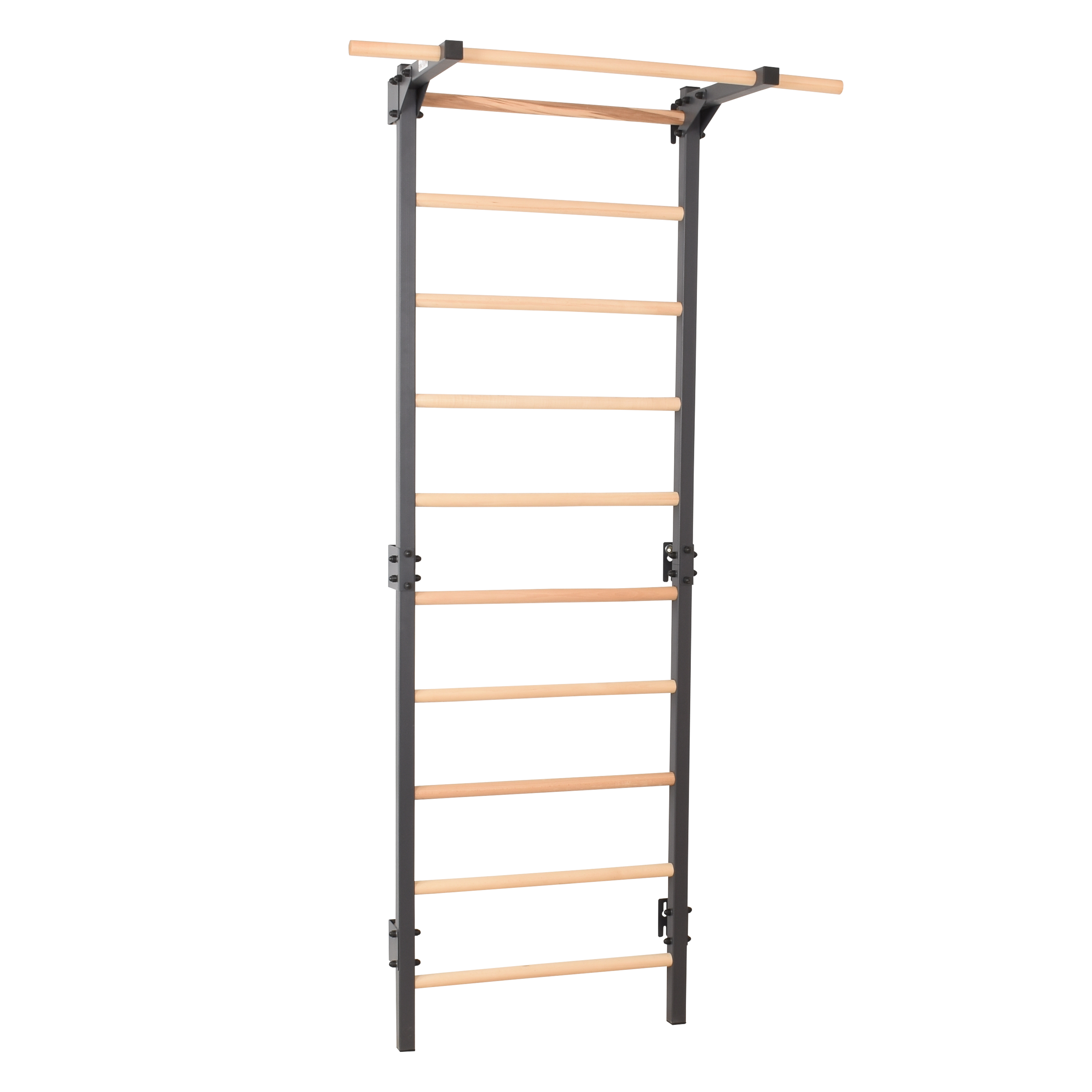 Metalowa drabinka gimnastyczna STEEL PURE z drążkiem – grafit | RINAGYM