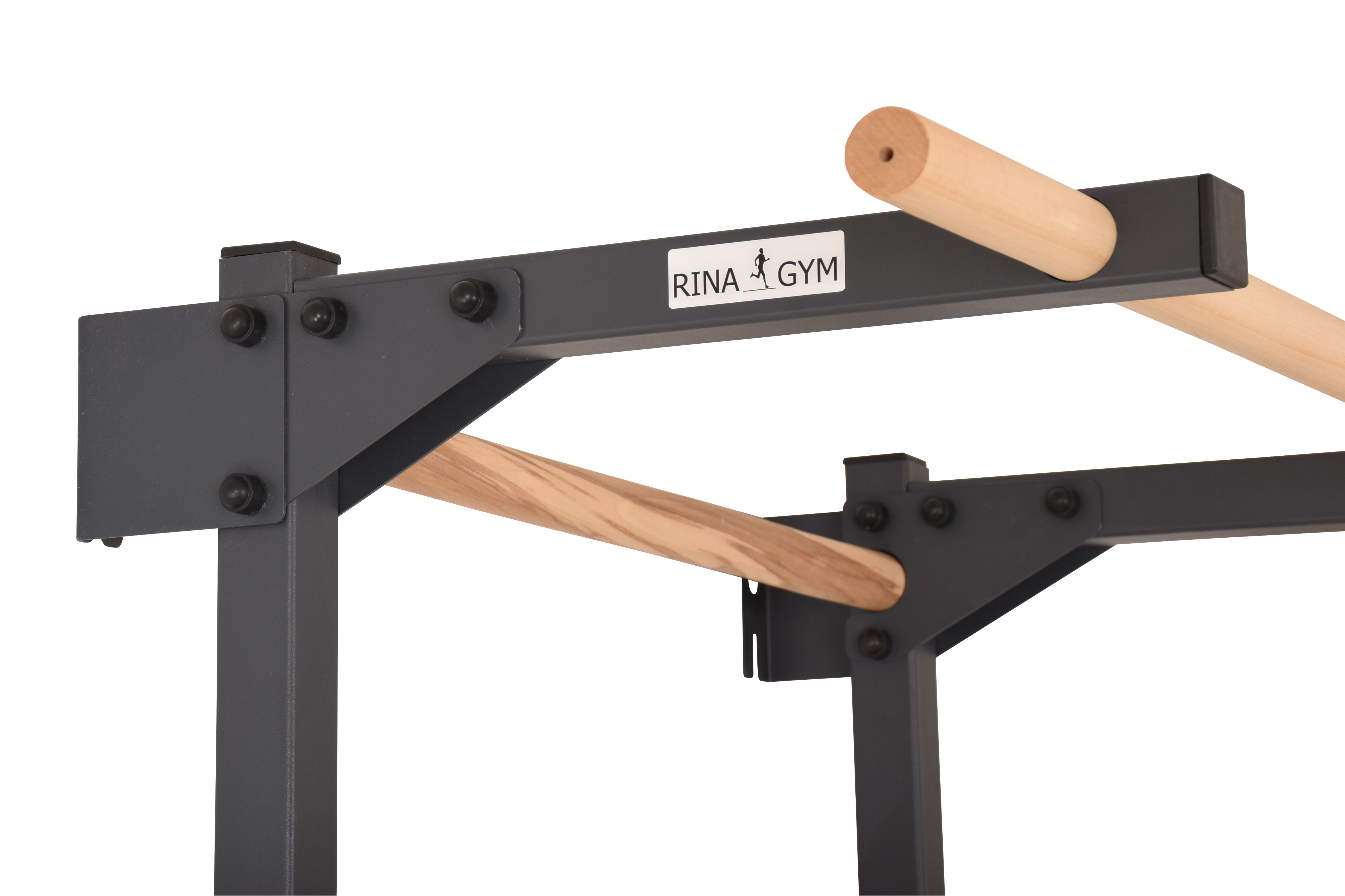 Metalowa drabinka gimnastyczna STEEL PURE z drążkiem – grafit | RINAGYM