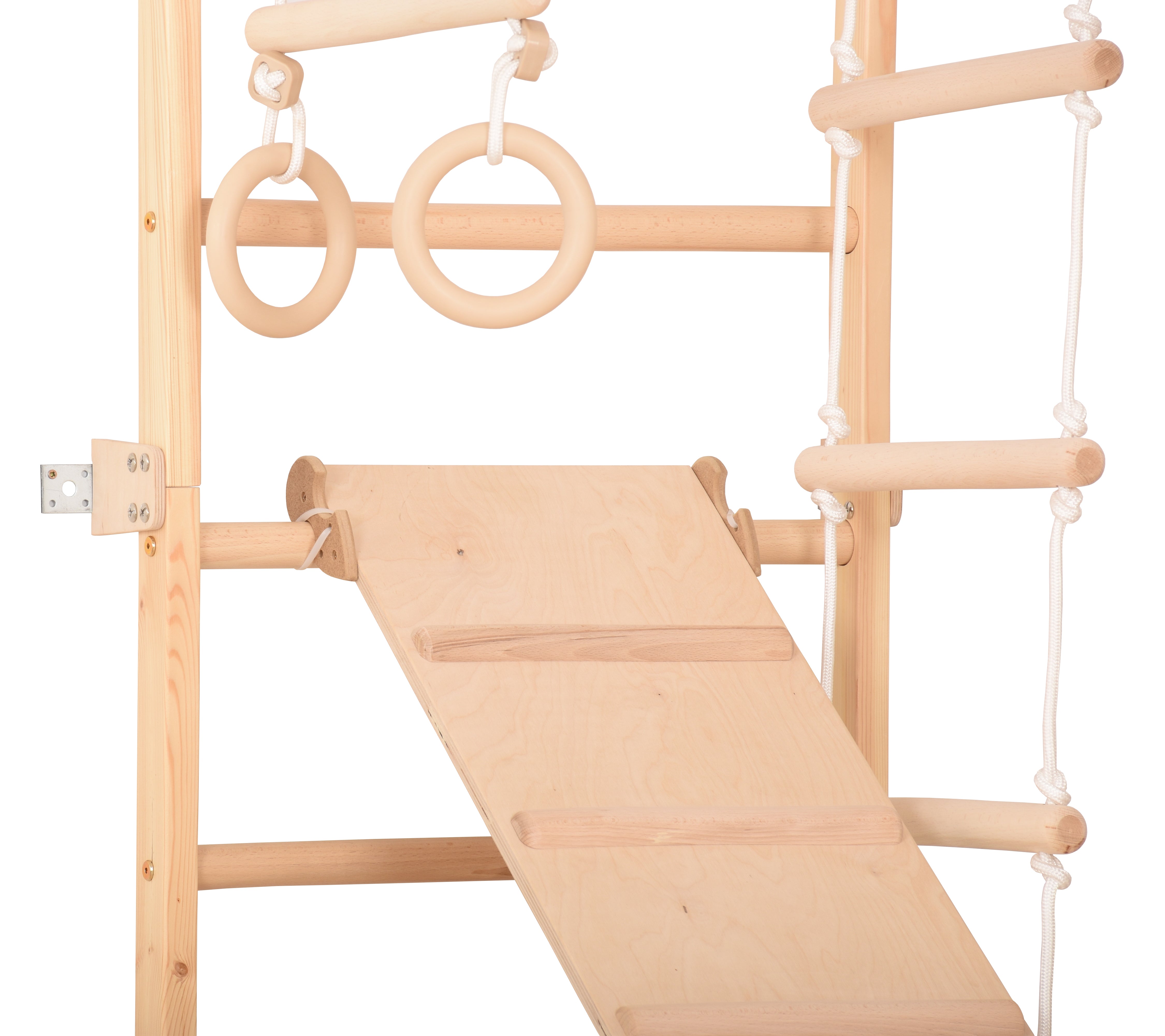 Drabinka gimnastyczna Eco-pine+slide – Zestaw sportowy dla całej rodziny | Deska gimnastyczna, lina i drabinka (Eco-pine+slide)