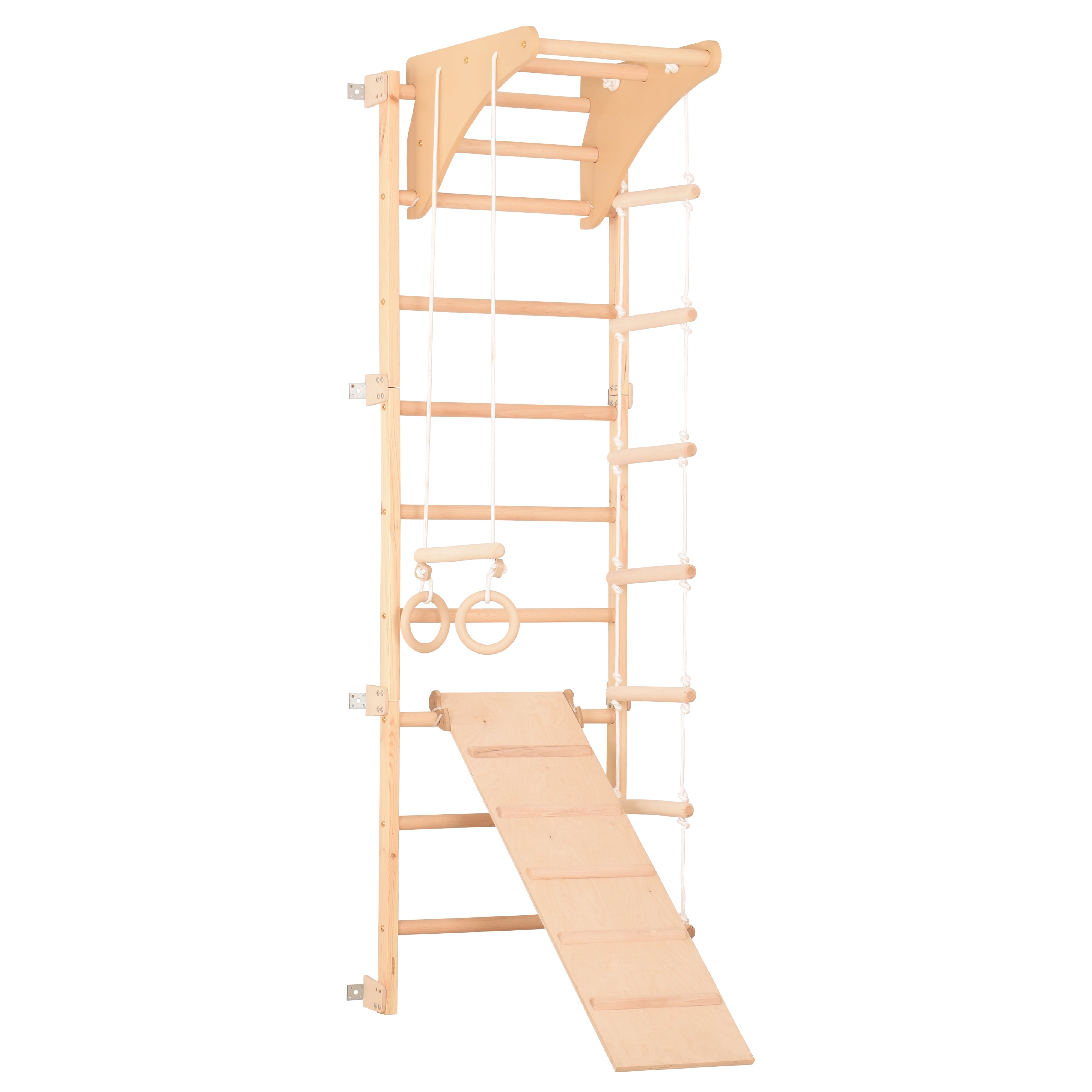 Drabinka gimnastyczna Eco-pine+slide – Zestaw sportowy dla całej rodziny | Deska gimnastyczna, lina i drabinka (Eco-pine+slide)