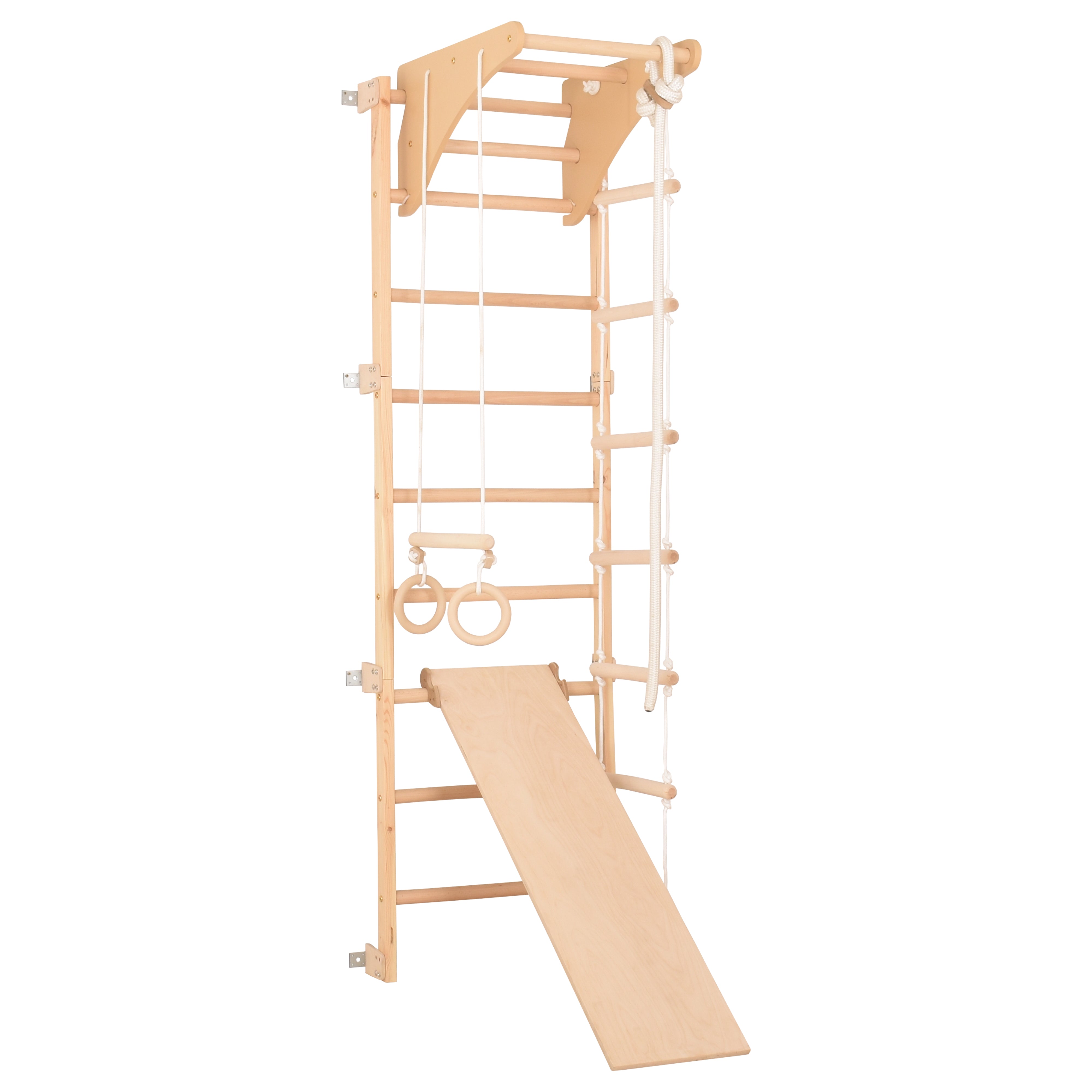 Drabinka gimnastyczna Eco-pine+slide – Zestaw sportowy dla całej rodziny | Deska gimnastyczna, lina i drabinka (Eco-pine+slide)