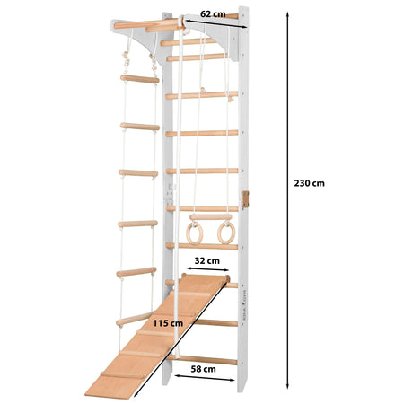 Drabinka gimnastyczna SPR C+slide  Biała – regulowany drążek | Zestaw sportowy dla dzieci i dorosłych