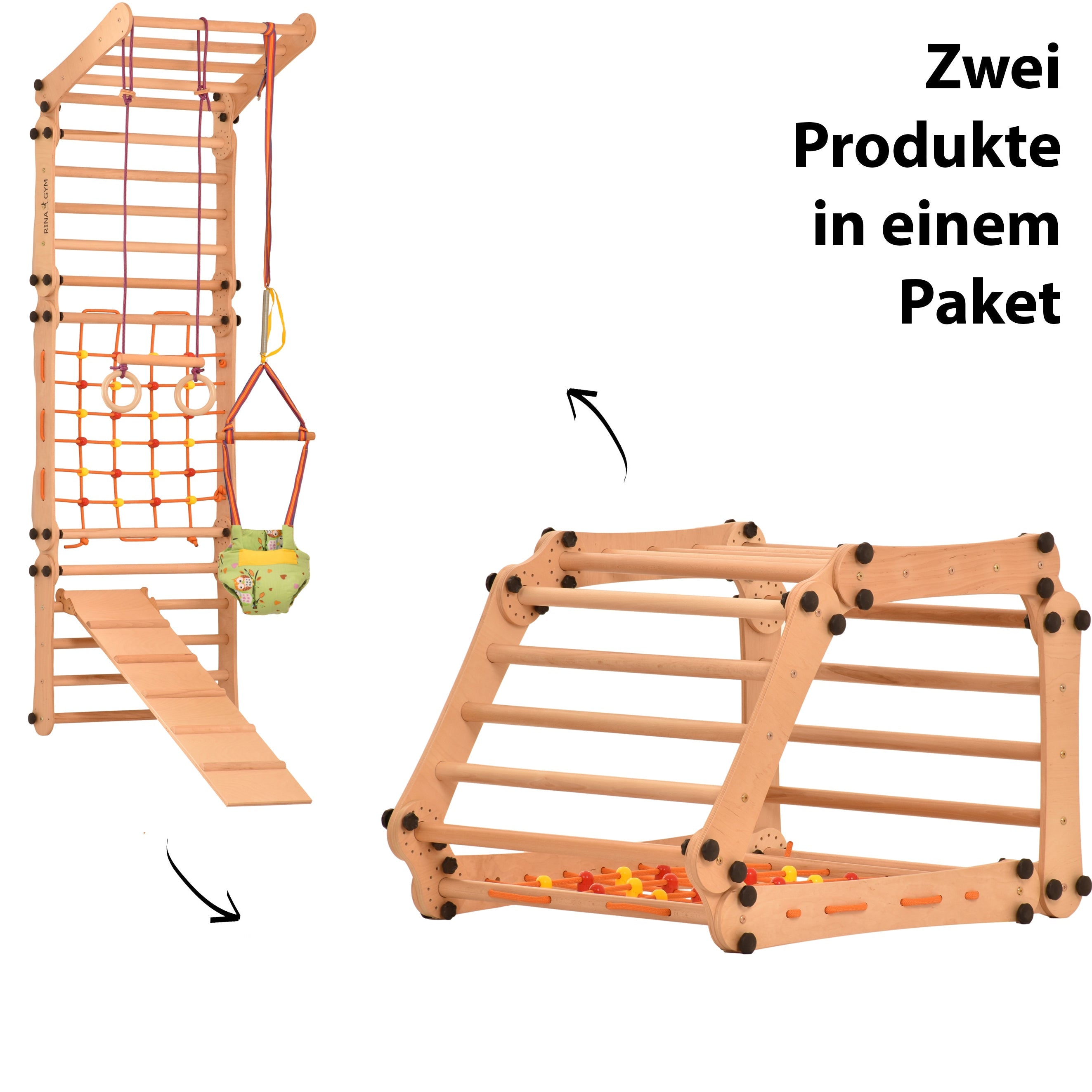 Drabinka gimnastyczna dla dzieci Rinagym 2 w 1  -  5P5P7S5P+SLIDE